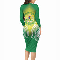 Cook Islands 682 Long Sleeve Bodycon Dress Kuki 'Airani Area Code Proud LT14 - Polynesian Pride
