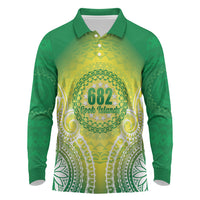 Cook Islands 682 Long Sleeve Polo Shirt Kuki 'Airani Area Code Proud LT14 Green - Polynesian Pride