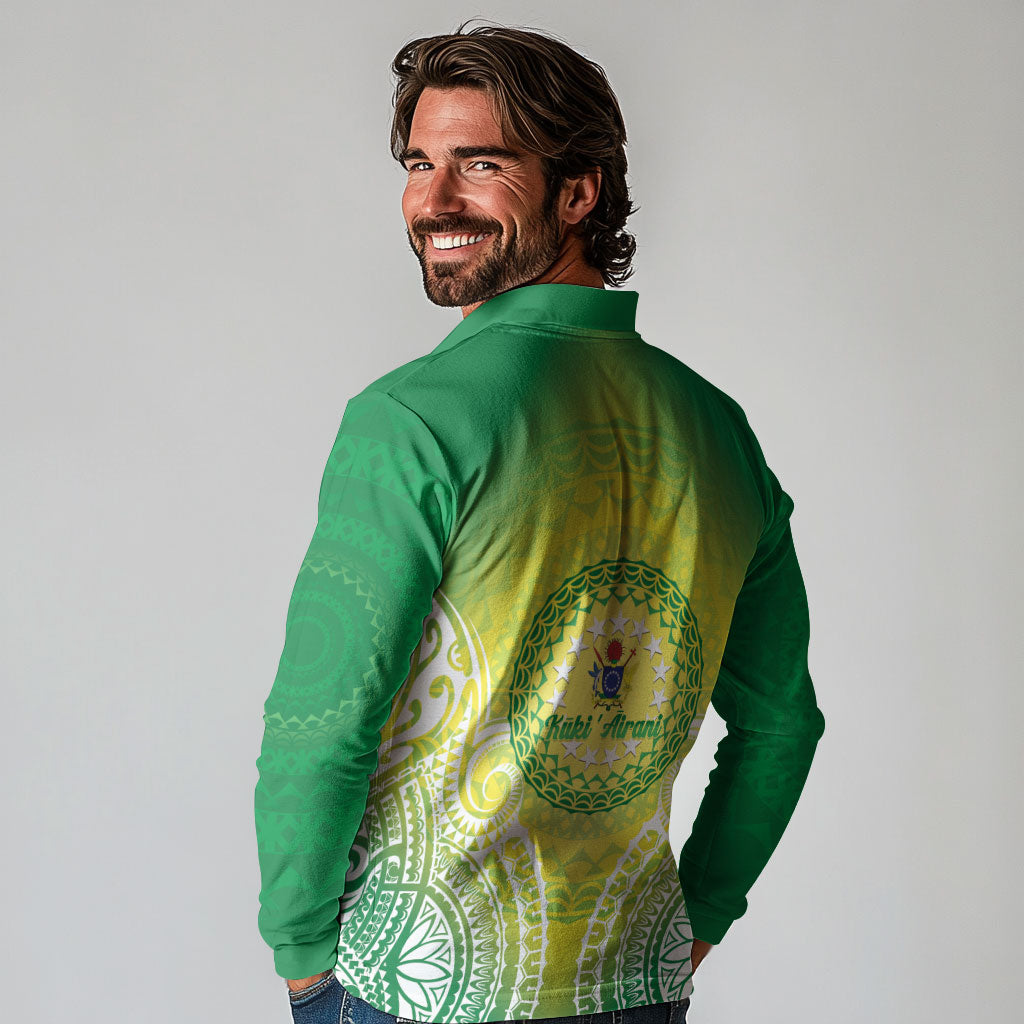 Cook Islands 682 Long Sleeve Polo Shirt Kuki 'Airani Area Code Proud LT14 - Polynesian Pride