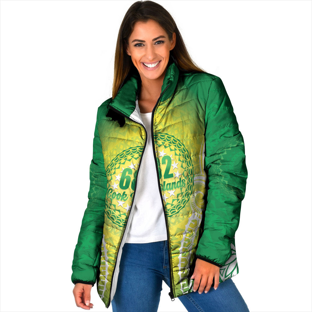 Cook Islands 682 Padded Jacket Kuki 'Airani Area Code Proud LT14 Women Green - Polynesian Pride
