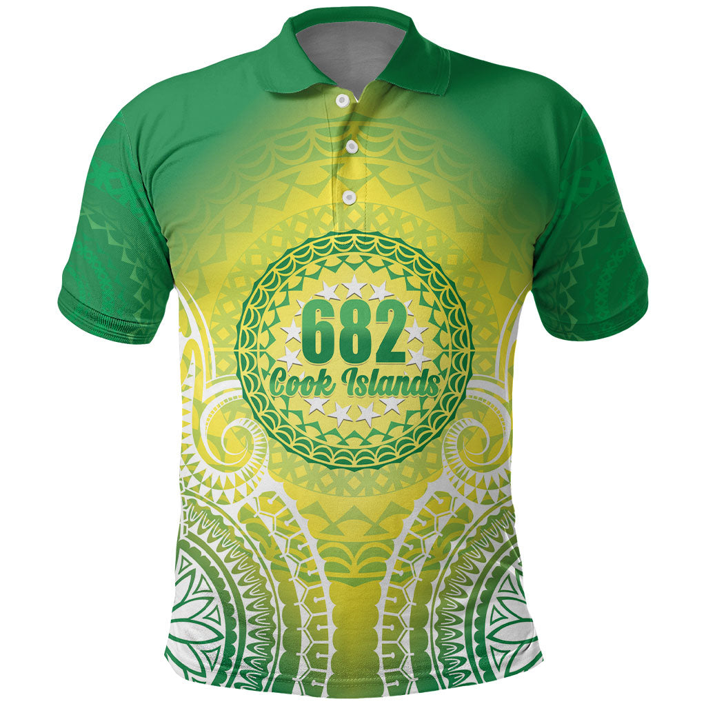 Cook Islands 682 Polo Shirt Kuki 'Airani Area Code Proud LT14 Green - Polynesian Pride