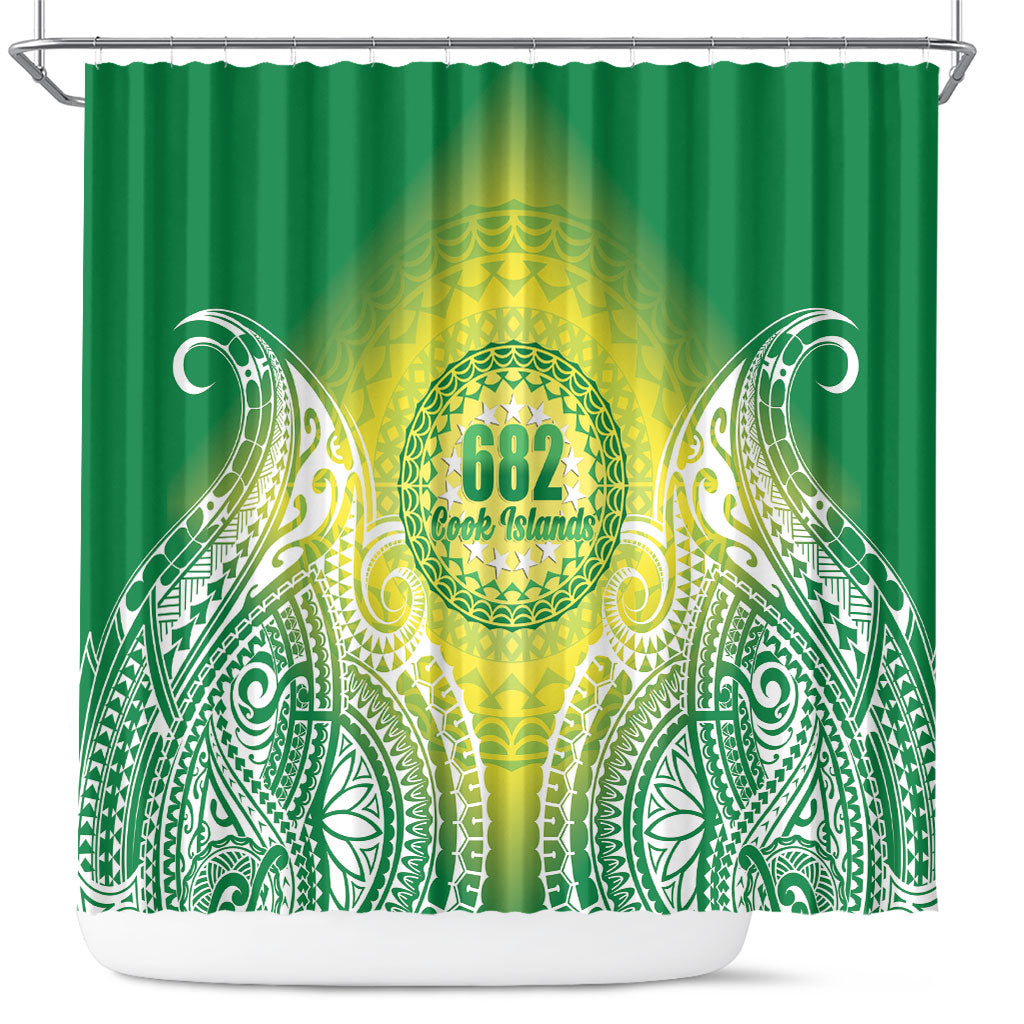 Cook Islands 682 Shower Curtain Kuki 'Airani Area Code Proud LT14 Green - Polynesian Pride