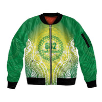 Cook Islands 682 Sleeve Zip Bomber Jacket Kuki 'Airani Area Code Proud LT14 Unisex Green - Polynesian Pride