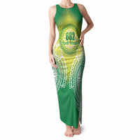 Cook Islands 682 Tank Maxi Dress Kuki 'Airani Area Code Proud LT14 Women Green - Polynesian Pride
