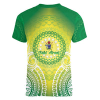 Cook Islands 682 Women V-Neck T-Shirt Kuki 'Airani Area Code Proud