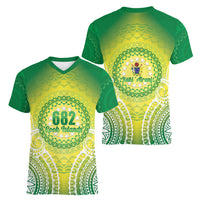 Cook Islands 682 Women V-Neck T-Shirt Kuki 'Airani Area Code Proud