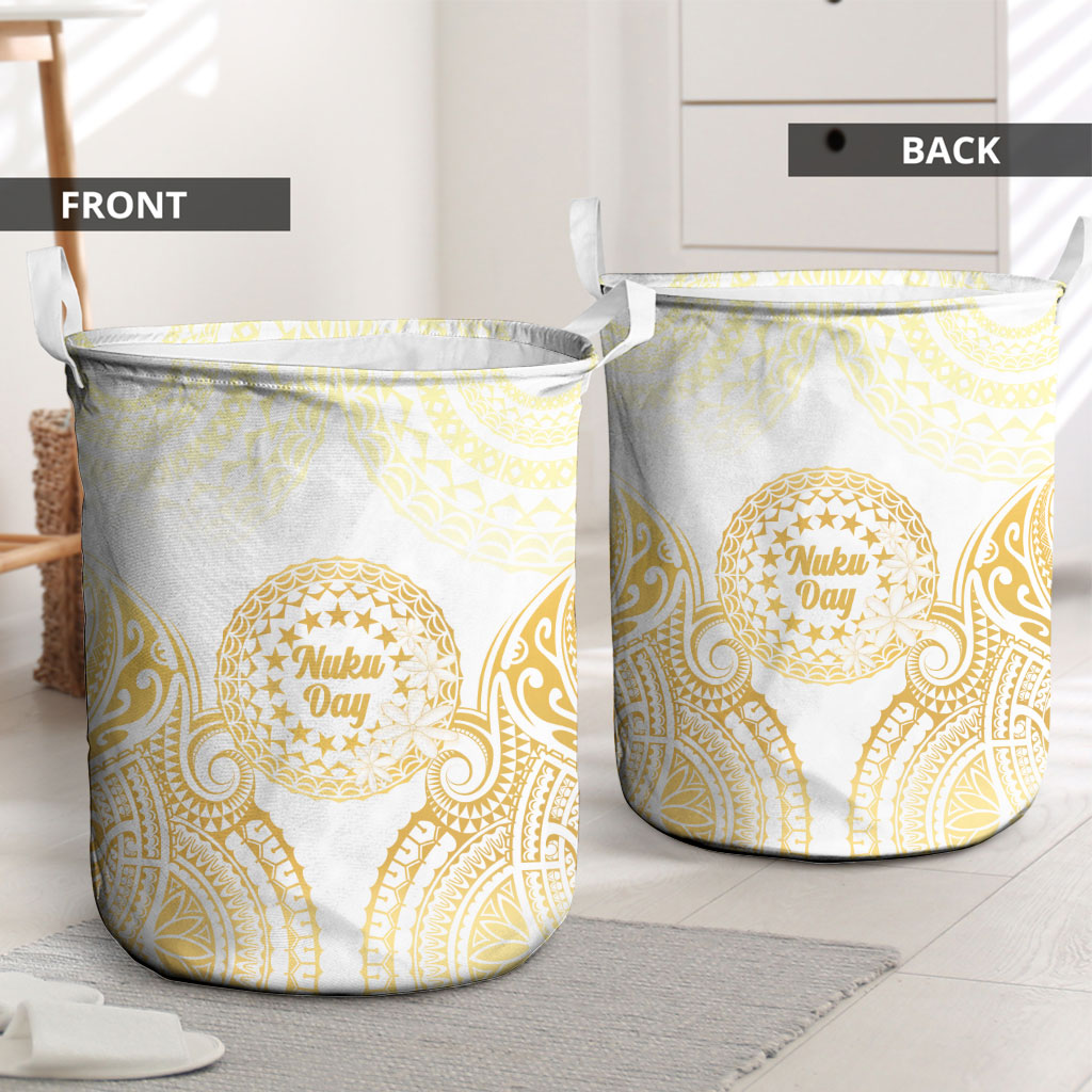 Cook Islands Gospel Day Laundry Basket Happy Nuku Day Tiare Maori Gold LT14 - Polynesian Pride