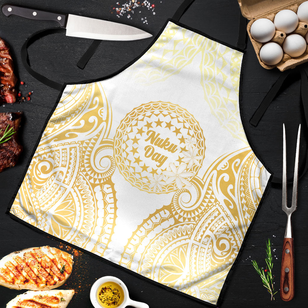 Cook Islands Gospel Day Apron Happy Nuku Day Tiare Maori Gold LT14 Gold - Polynesian Pride