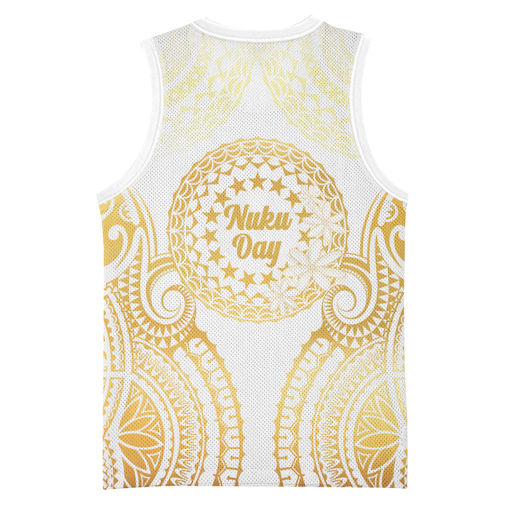 Cook Islands Gospel Day Basketball Jersey Happy Nuku Day Tiare Maori Gold LT14 - Polynesian Pride