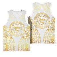 Cook Islands Gospel Day Basketball Jersey Happy Nuku Day Tiare Maori Gold LT14 - Polynesian Pride