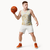 Cook Islands Gospel Day Basketball Jersey Happy Nuku Day Tiare Maori Gold LT14 - Polynesian Pride