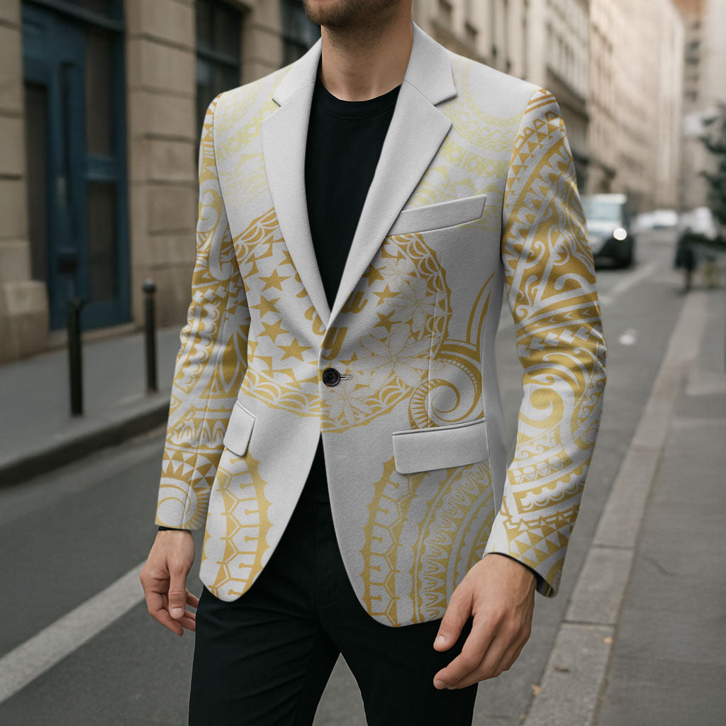 Cook Islands Gospel Day Blazer Happy Nuku Day Tiare Maori Gold LT14 - Polynesian Pride