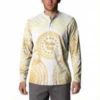 Cook Islands Gospel Day Button Sweatshirt Happy Nuku Day Tiare Maori Gold LT14 - Polynesian Pride