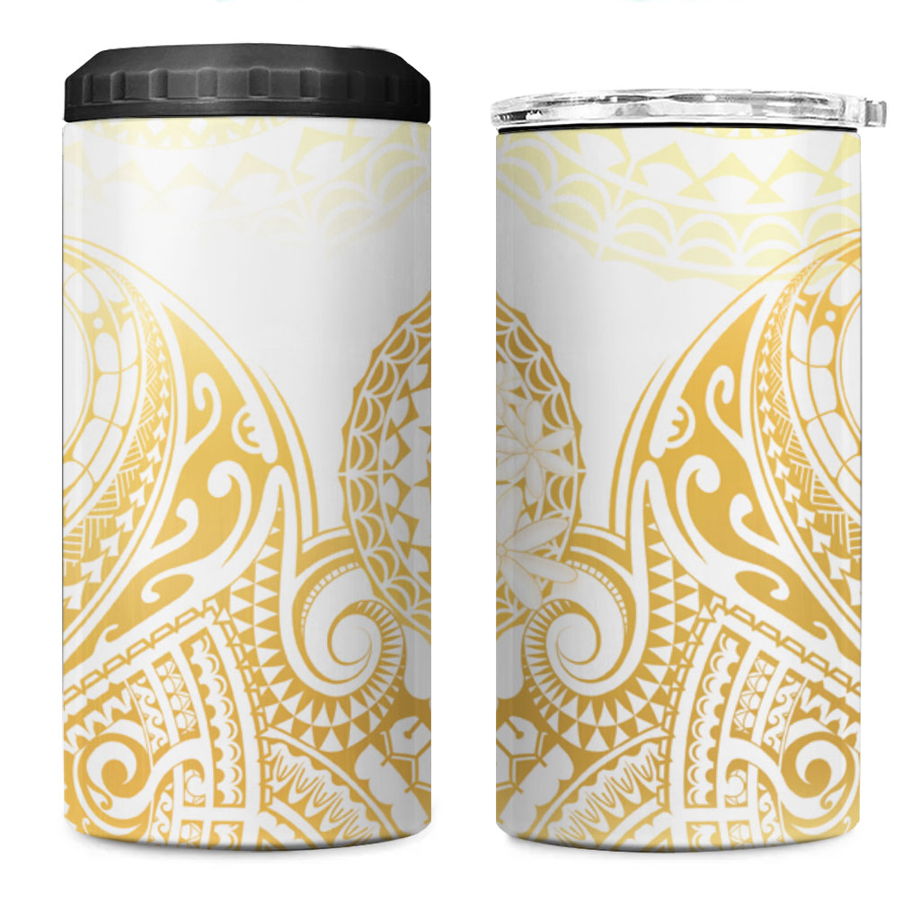 Cook Islands Gospel Day 4 in 1 Can Cooler Tumbler Happy Nuku Day Tiare Maori Gold LT14 One Size: 16 oz Gold - Polynesian Pride