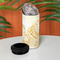 Cook Islands Gospel Day 4 in 1 Can Cooler Tumbler Happy Nuku Day Tiare Maori Gold LT14 - Polynesian Pride