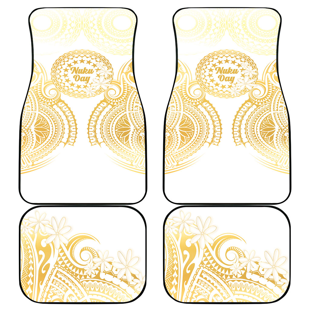 Cook Islands Gospel Day Car Mats Happy Nuku Day Tiare Maori Gold LT14 - Polynesian Pride