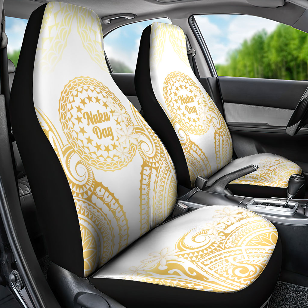 Cook Islands Gospel Day Car Seat Cover Happy Nuku Day Tiare Maori Gold LT14 - Polynesian Pride