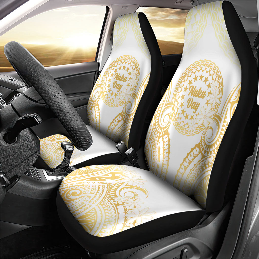 Cook Islands Gospel Day Car Seat Cover Happy Nuku Day Tiare Maori Gold LT14 - Polynesian Pride