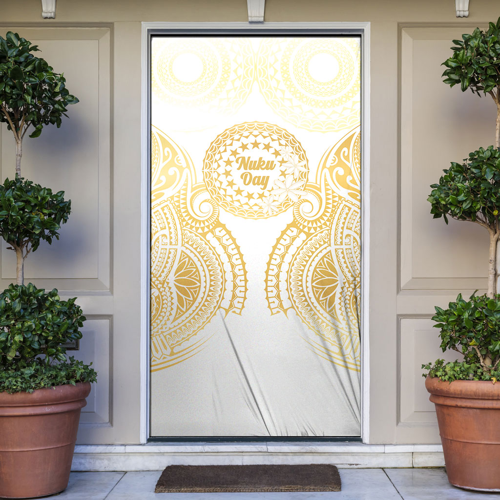 Cook Islands Gospel Day Door Cover Happy Nuku Day Tiare Maori Gold