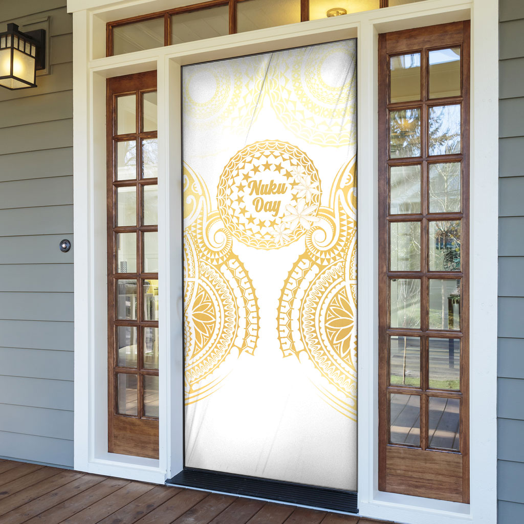 Cook Islands Gospel Day Door Cover Happy Nuku Day Tiare Maori Gold