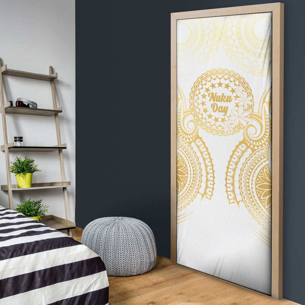 Cook Islands Gospel Day Door Cover Happy Nuku Day Tiare Maori Gold