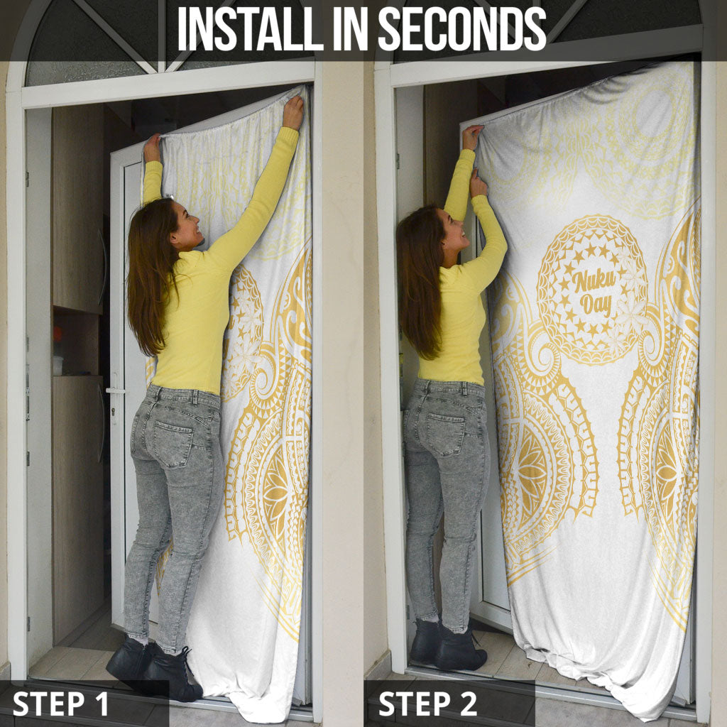 Cook Islands Gospel Day Door Cover Happy Nuku Day Tiare Maori Gold