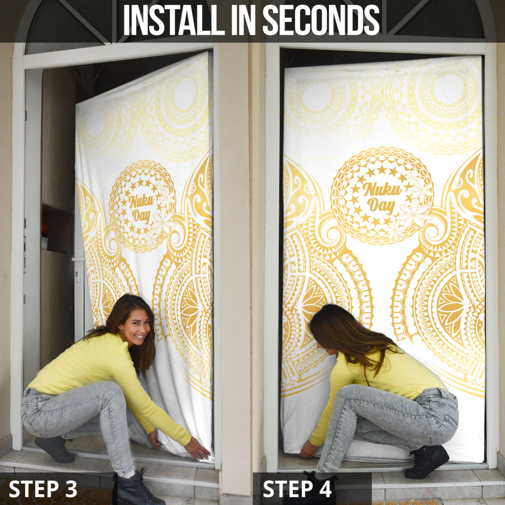 Cook Islands Gospel Day Door Cover Happy Nuku Day Tiare Maori Gold