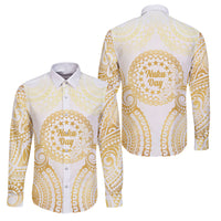Cook Islands Gospel Day Family Matching Long Sleeve Bodycon Dress and Hawaiian Shirt Happy Nuku Day Tiare Maori Gold