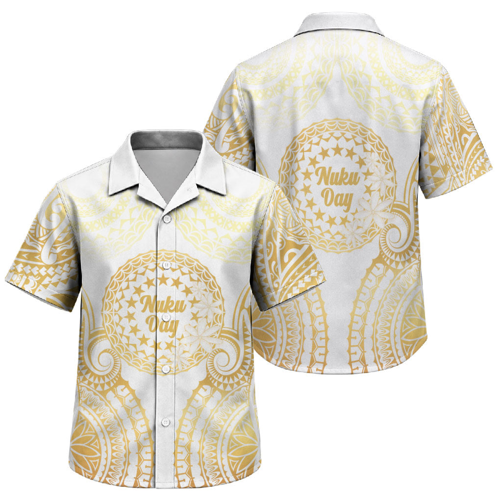 Cook Islands Gospel Day Family Matching Puletasi and Hawaiian Shirt Happy Nuku Day Tiare Maori Gold LT14 Son's Shirt Gold - Polynesian Pride