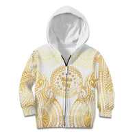 Cook Islands Gospel Day Kid Hoodie Happy Nuku Day Tiare Maori Gold LT14 Zip Hoodie Gold - Polynesian Pride