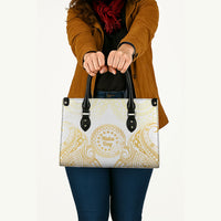 Cook Islands Gospel Day Leather Bag Happy Nuku Day Tiare Maori Gold LT14 - Polynesian Pride