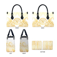 Cook Islands Gospel Day Leather Bag Happy Nuku Day Tiare Maori Gold LT14 - Polynesian Pride