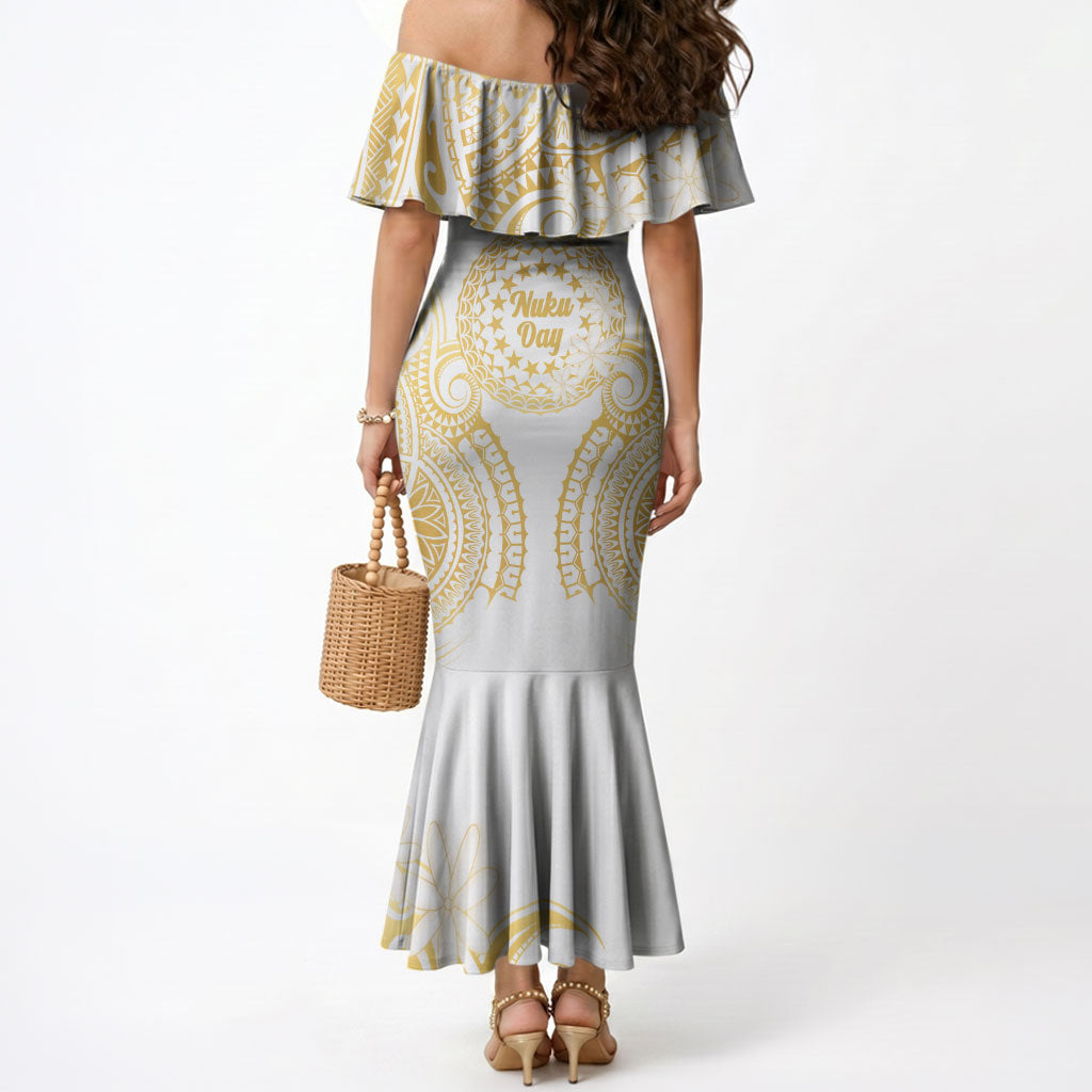 Cook Islands Gospel Day Mermaid Dress Happy Nuku Day Tiare Maori Gold LT14 - Polynesian Pride