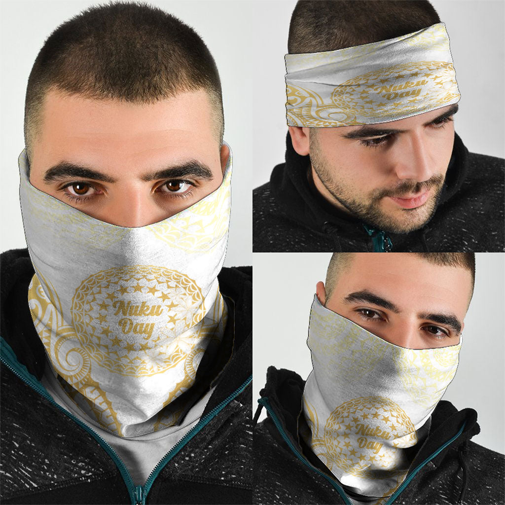 Cook Islands Gospel Day Neck Gaiter Happy Nuku Day Tiare Maori Gold LT14 - Polynesian Pride