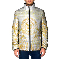 Cook Islands Gospel Day Padded Jacket Happy Nuku Day Tiare Maori Gold LT14 Men Gold - Polynesian Pride