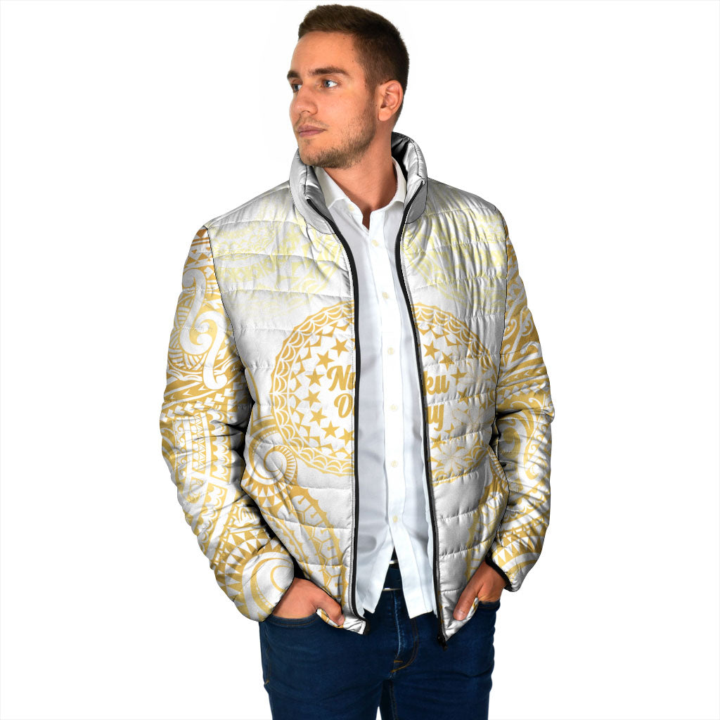 Cook Islands Gospel Day Padded Jacket Happy Nuku Day Tiare Maori Gold LT14 - Polynesian Pride