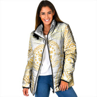 Cook Islands Gospel Day Padded Jacket Happy Nuku Day Tiare Maori Gold LT14 Women Gold - Polynesian Pride