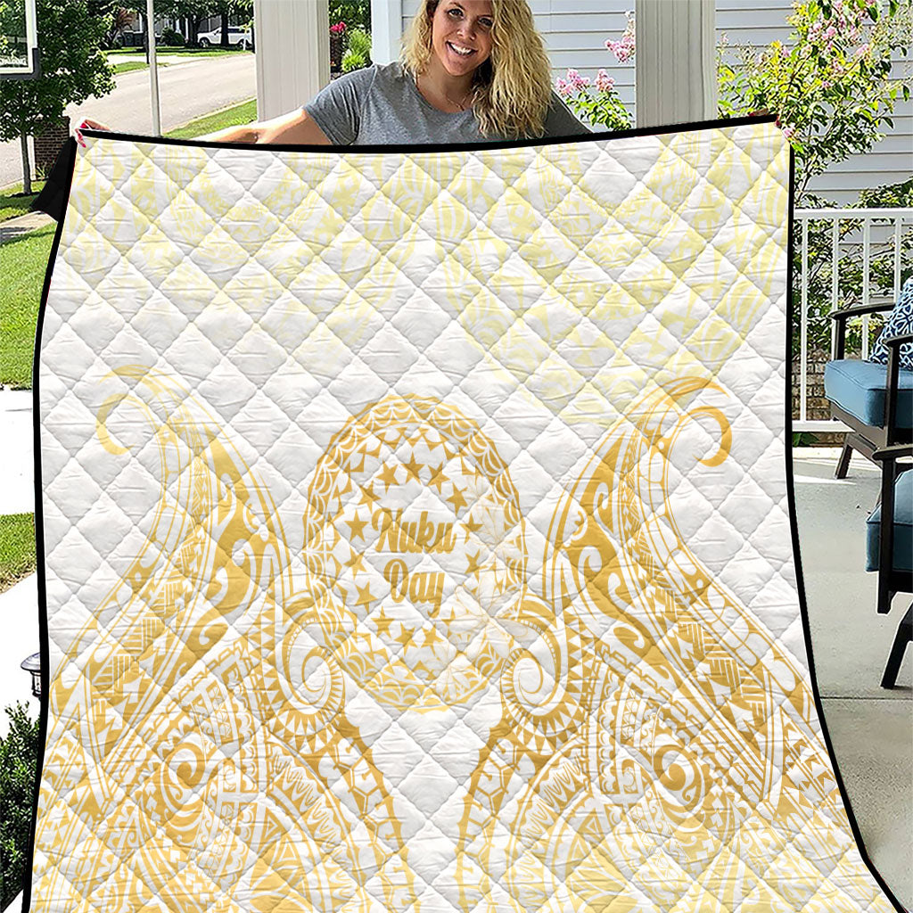 Cook Islands Gospel Day Quilt Happy Nuku Day Tiare Maori Gold LT14 Gold - Polynesian Pride