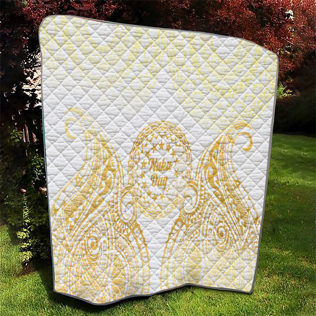 Cook Islands Gospel Day Quilt Happy Nuku Day Tiare Maori Gold LT14 - Polynesian Pride