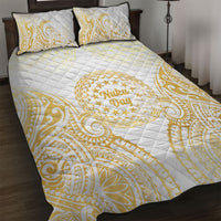 Cook Islands Gospel Day Quilt Bed Set Happy Nuku Day Tiare Maori Gold