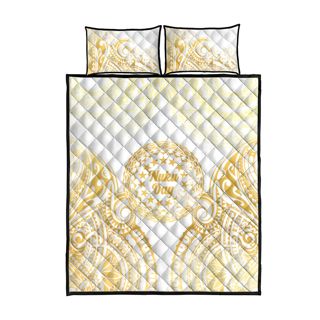Cook Islands Gospel Day Quilt Bed Set Happy Nuku Day Tiare Maori Gold