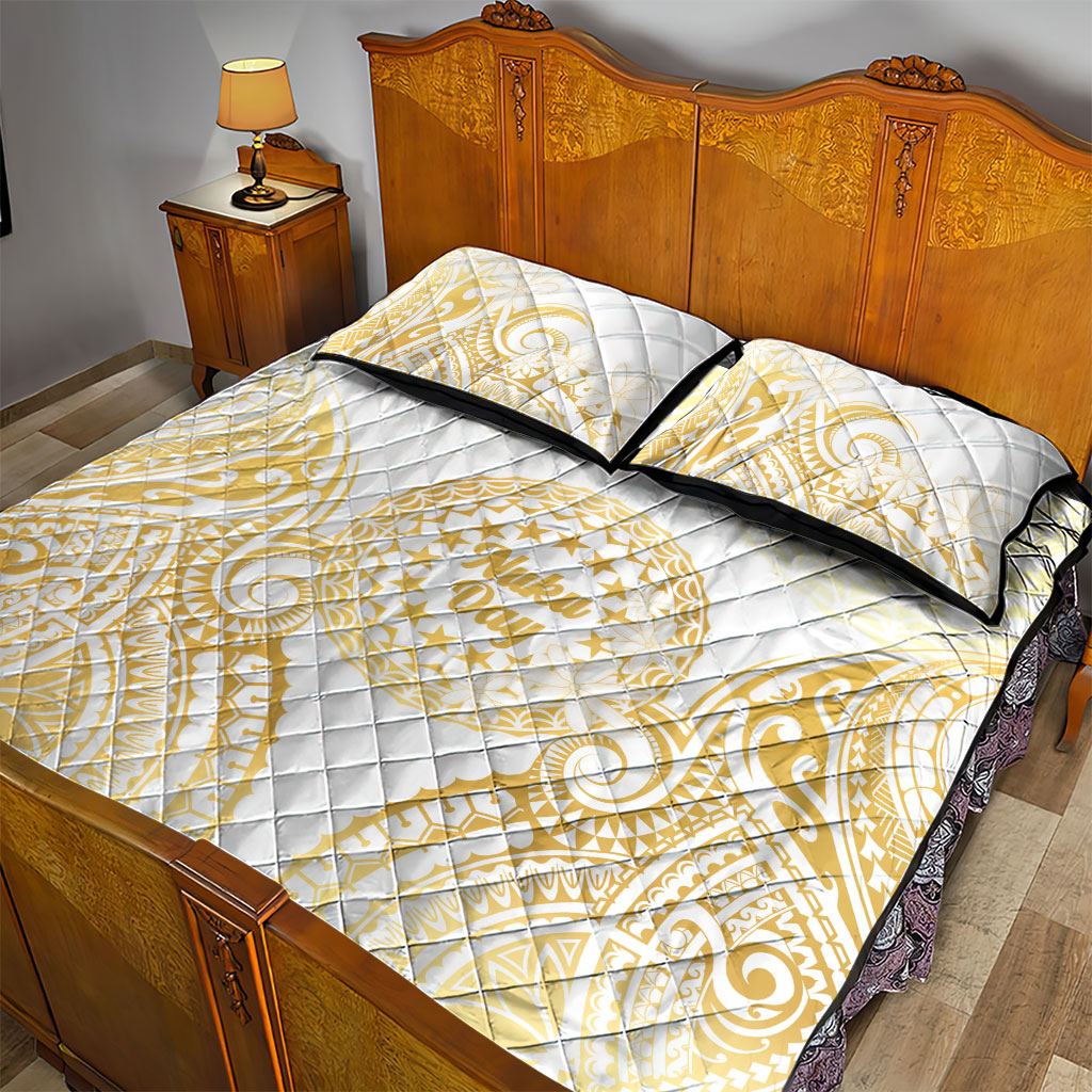 Cook Islands Gospel Day Quilt Bed Set Happy Nuku Day Tiare Maori Gold