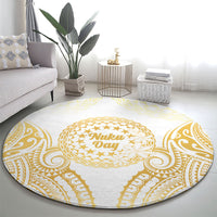 Cook Islands Gospel Day Round Carpet Happy Nuku Day Tiare Maori Gold LT14 - Polynesian Pride
