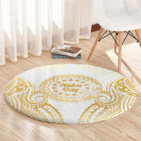 Cook Islands Gospel Day Round Carpet Happy Nuku Day Tiare Maori Gold LT14 - Polynesian Pride