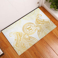 Cook Islands Gospel Day Rubber Doormat Happy Nuku Day Tiare Maori Gold LT14 - Polynesian Pride
