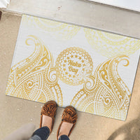 Cook Islands Gospel Day Rubber Doormat Happy Nuku Day Tiare Maori Gold LT14 - Polynesian Pride
