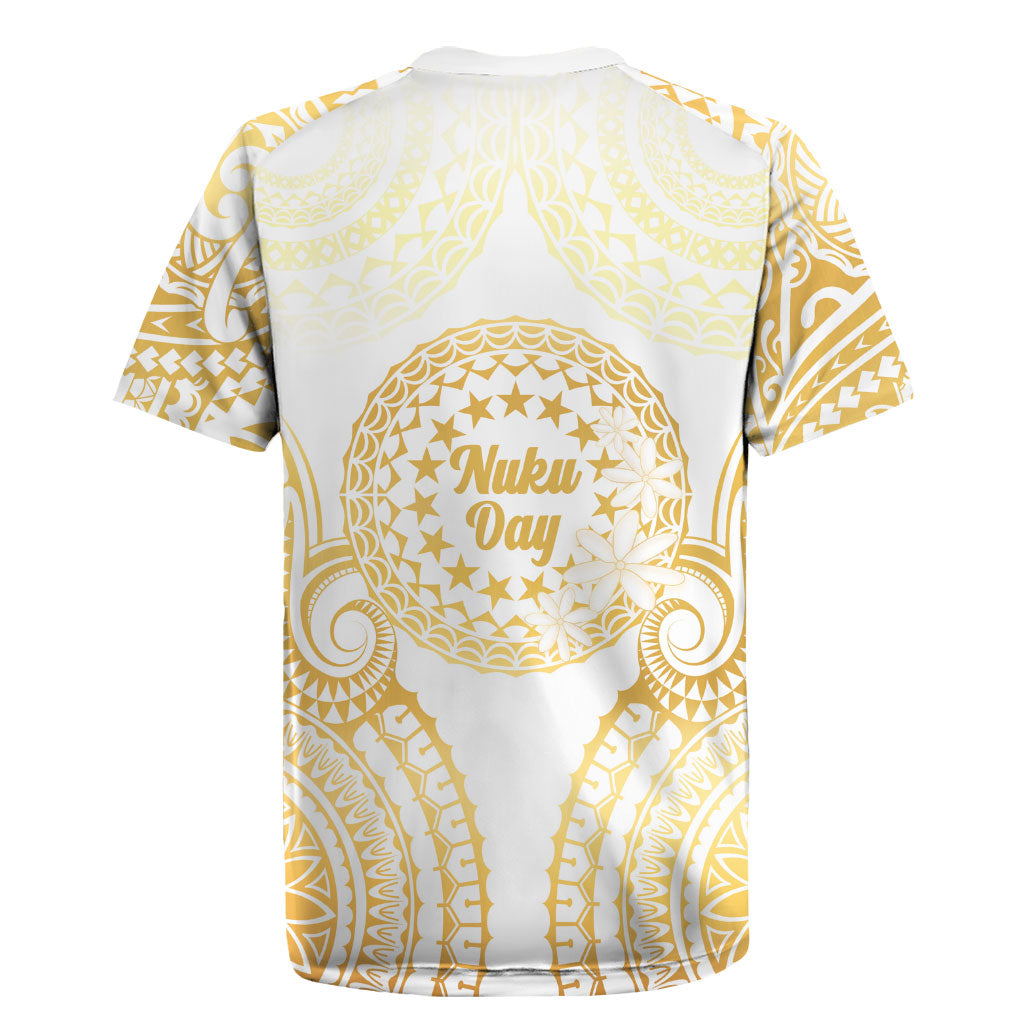 Cook Islands Gospel Day Rugby Jersey Happy Nuku Day Tiare Maori Gold LT14 - Polynesian Pride