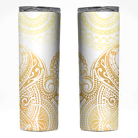 Cook Islands Gospel Day Skinny Tumbler Happy Nuku Day Tiare Maori Gold