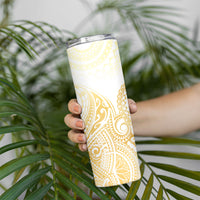 Cook Islands Gospel Day Skinny Tumbler Happy Nuku Day Tiare Maori Gold
