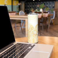 Cook Islands Gospel Day Skinny Tumbler Happy Nuku Day Tiare Maori Gold
